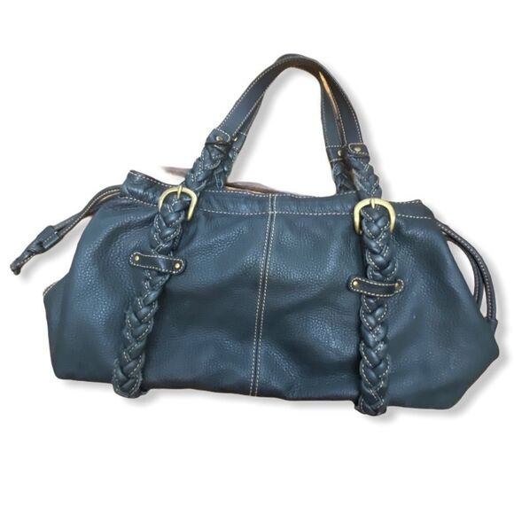 Vintage Y2K Fossil Black Leather Satchel Grunge Steampunk Whimsigoth - Picture 7 of 9